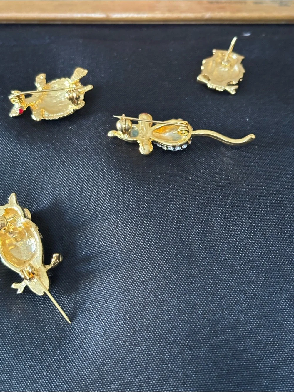 Assorted Gold-Tone Animal Brooches - Owl, Turtle & Mouse Set